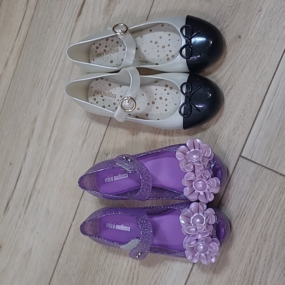 Mini Melissa Bundle Of 2 Mini Sweet Love Cap Toe Ballerina Flat Size 11